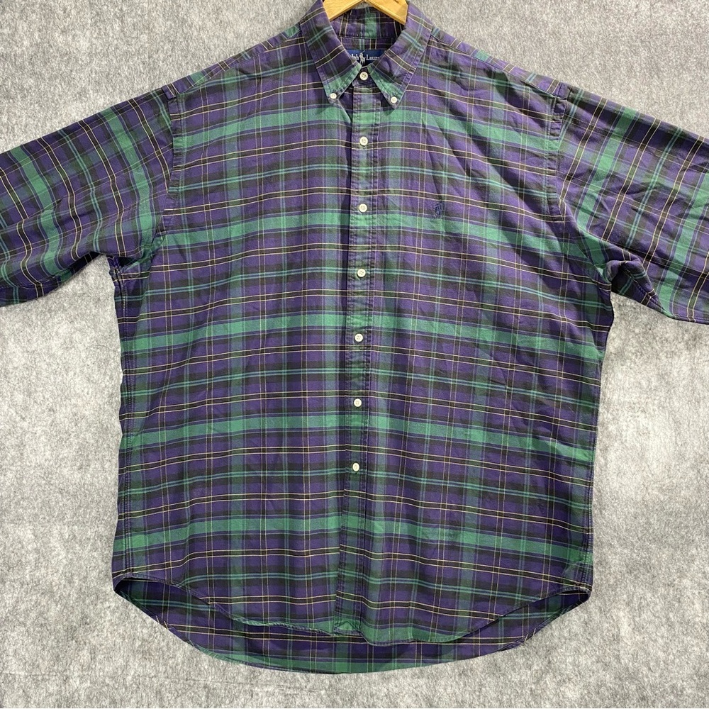 Ralph Lauren Mens Multicolor Window Pane Check‎ Long Sleeve Button Down Shirt XL